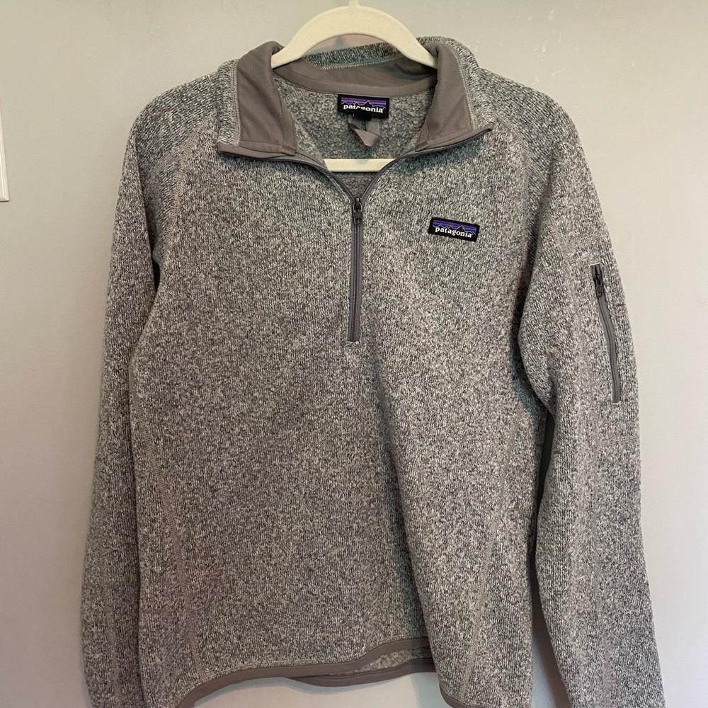 Patagonia Gray Zip Up Sweater with Stand-Up Collar